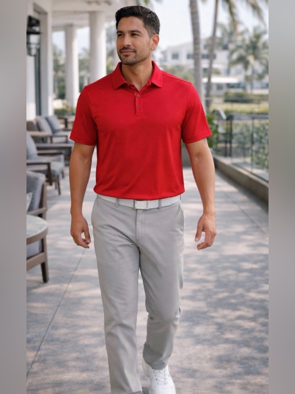 Tommy Bahama IslandZone Red Short Sleeve Polo Shirt Mens Large Performance